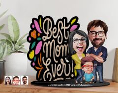 BK Gift Kişiye Özel Aile Karikatürlü 3D Ahşap Biblo, Anneler Günü Biblo, Ahşap Biblo, Anneye Hediye, Ev Dekoru-1