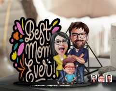 BK Gift Kişiye Özel Aile Karikatürlü 3D Ahşap Biblo, Anneler Günü Biblo, Ahşap Biblo, Anneye Hediye, Ev Dekoru-1
