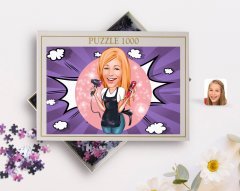 Kişiye Özel Kadın Kuaför Karikatürlü 1000 Parça Profesyonel Puzzle-3