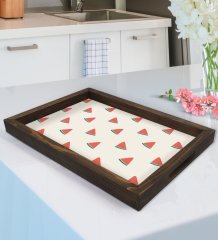 BK Gift Karpuz Tasarımlı Doğal Ahşap Tepsi-2