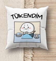 BK Gift Esprili Beyaz Kırlent Yastık, Ev Hediyesi, Ev Dekorasyonu, Dekoratif Hediye-8