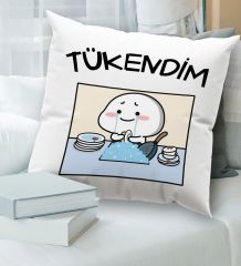 BK Gift Esprili Beyaz Kırlent Yastık, Ev Hediyesi, Ev Dekorasyonu, Dekoratif Hediye-8