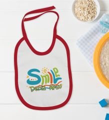 BK Kids Kişiye Özel Smile Tasarımlı Kırmızı Bebek Mama Önlüğü-1