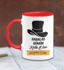 Kişiye Özel Babalar Günü Temalı Kırmızı Kupa Bardak 24-272K