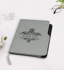 Kişiye Özel İsimli Gri Termo Deri Defter-8