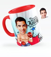Kişiye Özel Bay Boksör Karikatürlü Kırmızı Kupa Bardak - 1