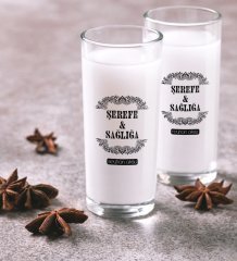 Kişiye Özel Renkli Baskılı Şerefe ve Sağlığa İkili Rakı Bardağı Seti-1