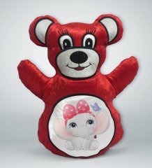 BK Gift Sevimli Fil Tasarımlı Kırmızı Ayıcık Yastık-4