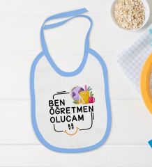 BK Kids Öğretmen Olucam Tasarımlı Mavi Bebek Body Zıbın ve Mama Önlüğü Hediye Seti-1