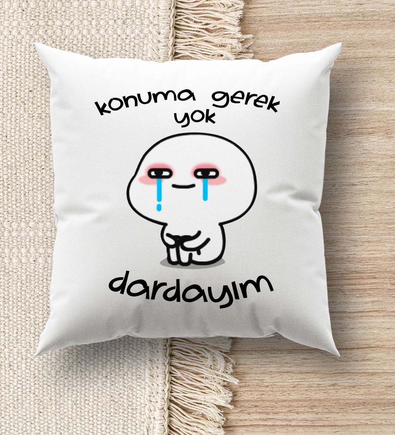 BK Gift Esprili Beyaz Kırlent Yastık, Ev Hediyesi, Ev Dekorasyonu, Dekoratif Hediye-7