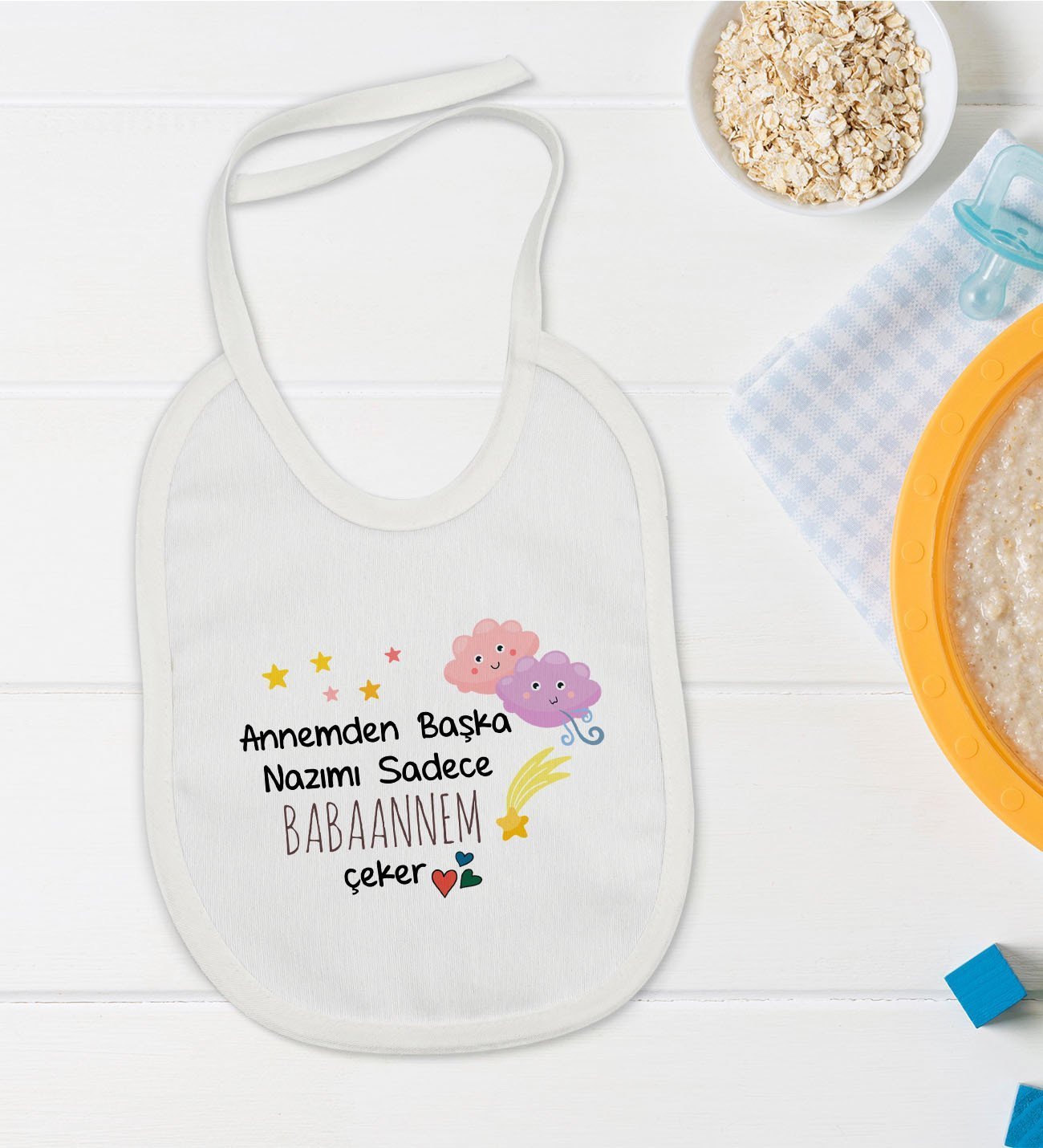 BK Kids Babaannem Tasarımlı Bebek Mama Önlüğü - Model 1