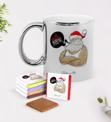 Kişiye Özel Noel Baba Krom Kupa ve Çikolata Hediye Seti-4