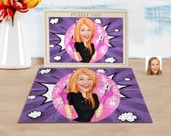 Kişiye Özel Kadın Güzellik Uzmanı Karikatürlü 1000 Parça Profesyonel Puzzle-3