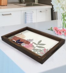 BK Gift Kaplan Tasarımlı Doğal Ahşap Tepsi-1