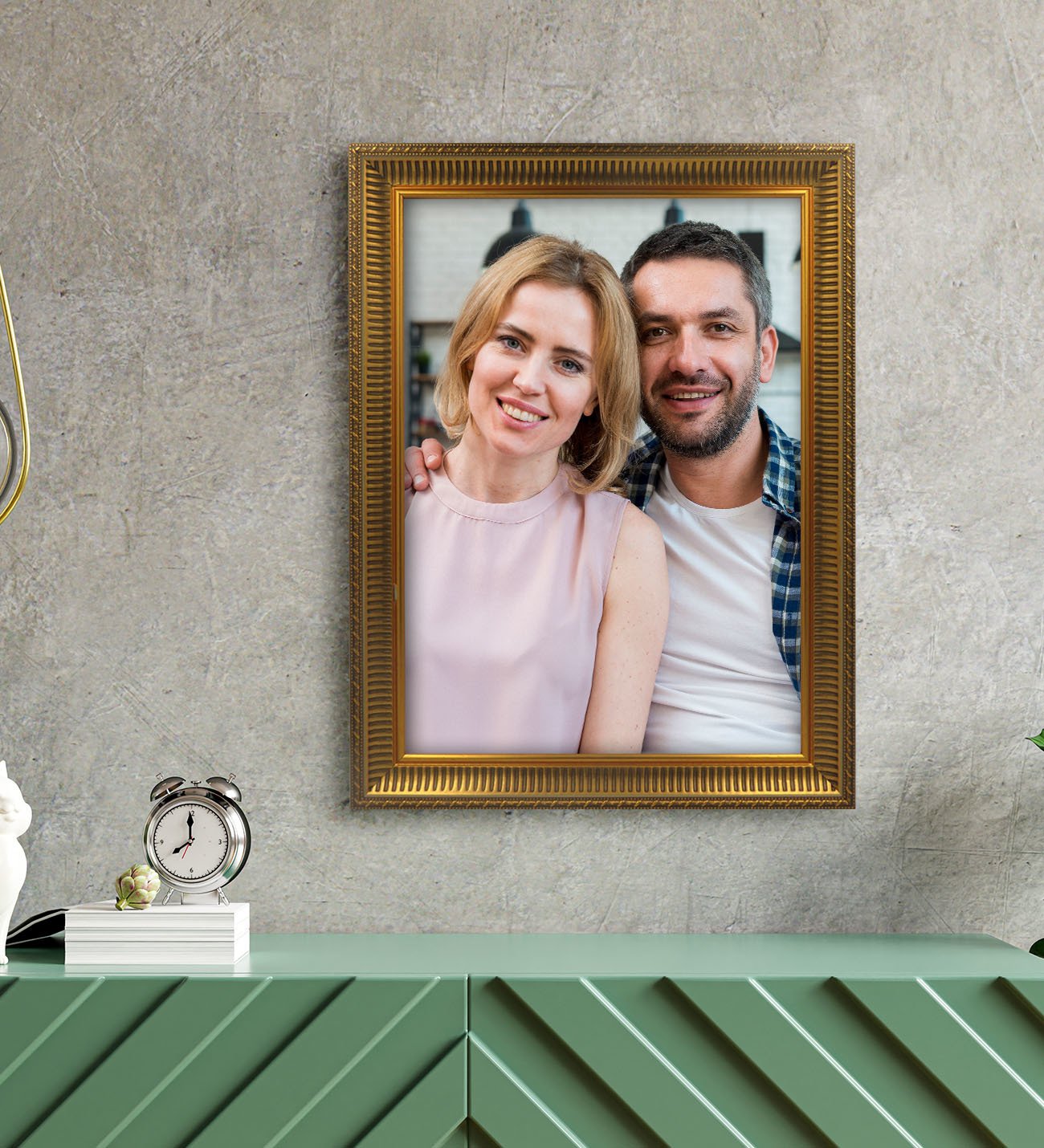 Kişiye Özel Altın Yaldız Çerçeveli A3 Tablo - Dikey