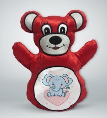 BK Gift Sevimli Fil Tasarımlı Kırmızı Ayıcık Yastık-3