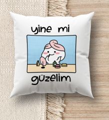 BK Gift Esprili Beyaz Kırlent Yastık, Ev Hediyesi, Ev Dekorasyonu, Dekoratif Hediye-6