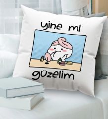 BK Gift Esprili Beyaz Kırlent Yastık, Ev Hediyesi, Ev Dekorasyonu, Dekoratif Hediye-6