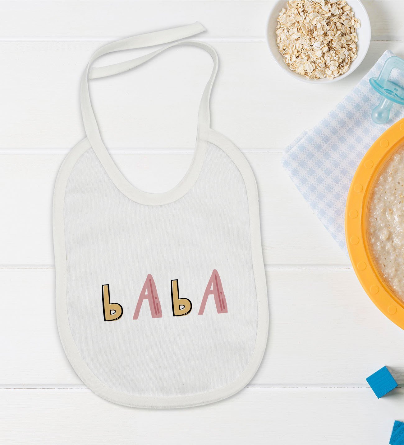 BK Kids Baba Tasarımlı Bebek Mama Önlüğü - Model 1