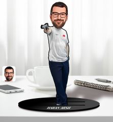 BK Gift Kişiye Özel Usta Atıcı Karikatürlü Ahşap Biblo-1, Arkadaşa Hediye, Sevgiliye Hediye