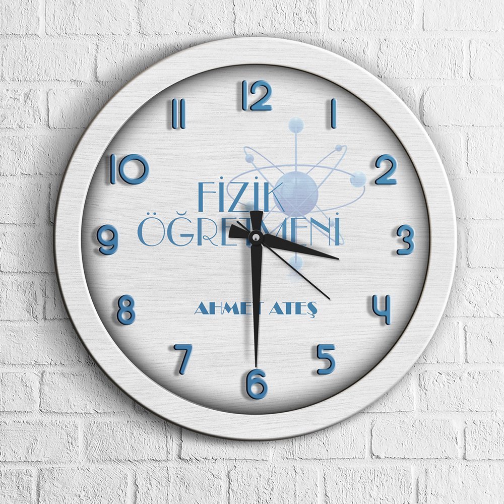 Kişiye Özel Mesleki Fizik Öğretmeni Ahşap Duvar Saati - 1