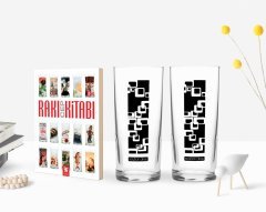 Kişiye Özel Renkli Baskılı İsimli İkili Rakı Bardağı ve Rakı Cep Kitabı Hediye Seti-121