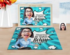 Kişiye Özel Kadın Kolay Yetişmiyor Karikatürlü 1000 Parça Profesyonel Puzzle-2