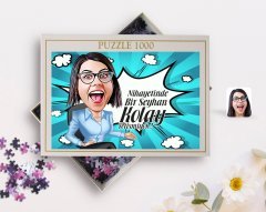 Kişiye Özel Kadın Kolay Yetişmiyor Karikatürlü 1000 Parça Profesyonel Puzzle-2