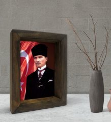 BK Gift Atatürk Tasarımlı Dekoratif Doğal Masif Ahşap Çerçeve 15x20cm-23