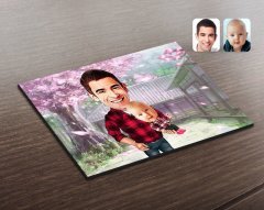 Kişiye Özel Baba Oğul Karikatürlü Ahşap Puzzle-3