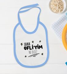 BK Kids Ofliyim Ne Oldi Tasarımlı Mavi Bebek Body Zıbın ve Mama Önlüğü Hediye Seti-1