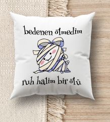BK Gift Esprili Beyaz Kırlent Yastık, Ev Hediyesi, Ev Dekorasyonu, Dekoratif Hediye-5