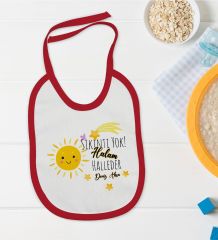 BK Kids Kişiye Özel Sıkıntı Yok Halam Halleder Tasarımlı Kırmızı Bebek Mama Önlüğü-1