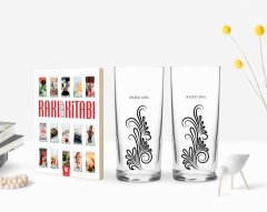 Kişiye Özel Renkli Baskılı İsimli İkili Rakı Bardağı ve Rakı Cep Kitabı Hediye Seti-120