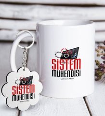Kişiye Özel Mesleki Sistem Mühendisi Beyaz Kupa ve Anahtarlık Hediye Seti-2