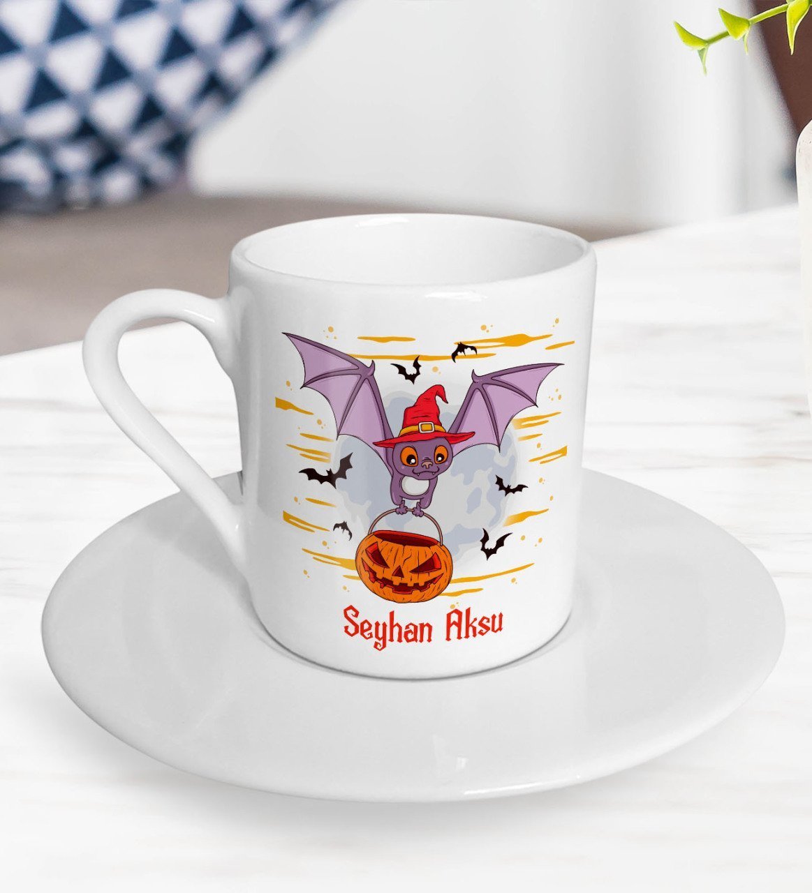 Kişiye Özel Happy Halloween Tasarımlı Türk Kahvesi Fincanı-8