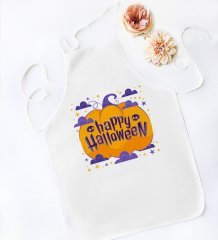 BK Gift Happy Halloween Tasarımlı Beyaz Mutfak Önlüğü-10