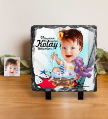 Kişiye Özel Bebek Doğum Günü Karikatürlü Dekoratif Doğal Taş - 2