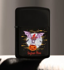 Kişiye Özel Happy Halloween Tasarımlı Renkli Baskılı Siyah Benzinli Metal Çakmak-8