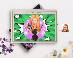 Kişiye Özel Kadın Güzellik Uzmanı Karikatürlü 1000 Parça Profesyonel Puzzle-1