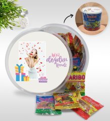 Kişiye Özel İsimli Fotoğraflı Doğum Günü Tasarımlı Dev Boy Haribo Minis Kovası (10gx100adet) Model 9