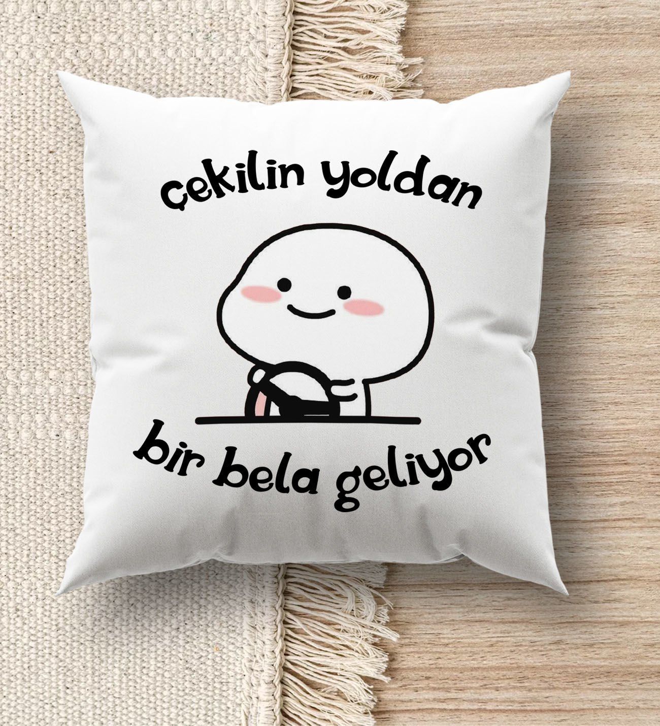 BK Gift Esprili Beyaz Kırlent Yastık, Ev Hediyesi, Ev Dekorasyonu, Dekoratif Hediye-4