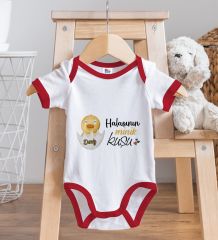 BK Kids Kişiye Özel Halasının Minik Kuşu Tasarımlı Kırmızı Bebek Body Zıbın-1