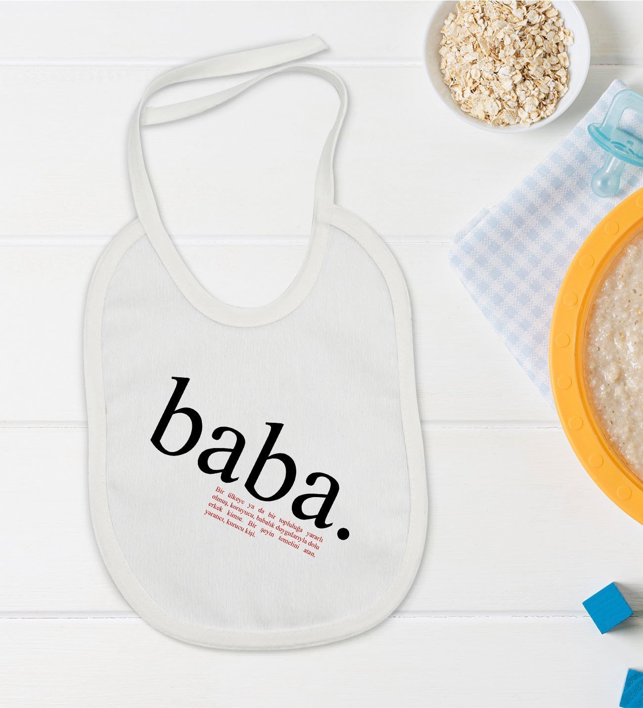 BK Kids Baba Anlamı Tasarımlı Bebek Mama Önlüğü - Model 1