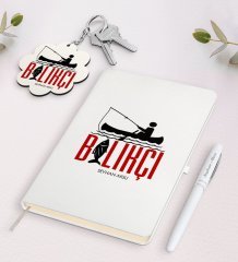 Kişiye Özel Balıkçı Beyaz Defter Kalem Ve Anahtarlık Hediye Seti
