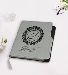 Kişiye Özel İsimli Gri Termo Deri Defter-2