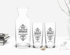 Kişiye Özel Renkli Baskılı Yeşilçam Replikleri Sütoğlan Tasarımlı İkili Rakı Bardağı ve Karaf Hediye Seti-1