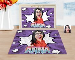Kişiye Özel İsimli Kadın Karikatürlü 1000 Parça Profesyonel Puzzle-1