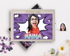 Kişiye Özel İsimli Kadın Karikatürlü 1000 Parça Profesyonel Puzzle-1
