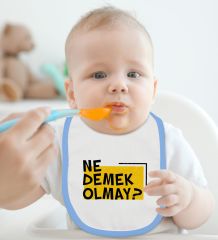 BK Kids Ne Demek Olmay Tasarımlı Mavi Bebek Body Zıbın ve Mama Önlüğü Hediye Seti-1